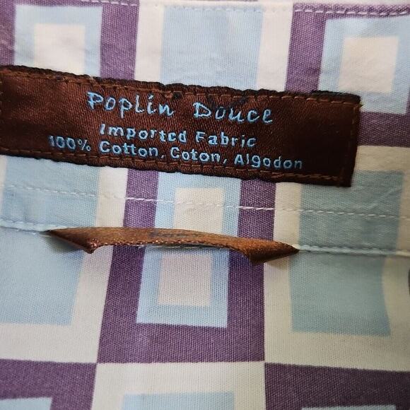 Roar Poplin Douce Button-Down Shirt Men's Size Small Long Sleeve Retro Geometric - Picture 6 of 16